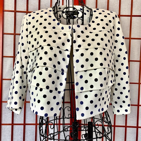 AGB Jackets & Blazers - AGB Polka-Dot Tiered Fabric Bolero